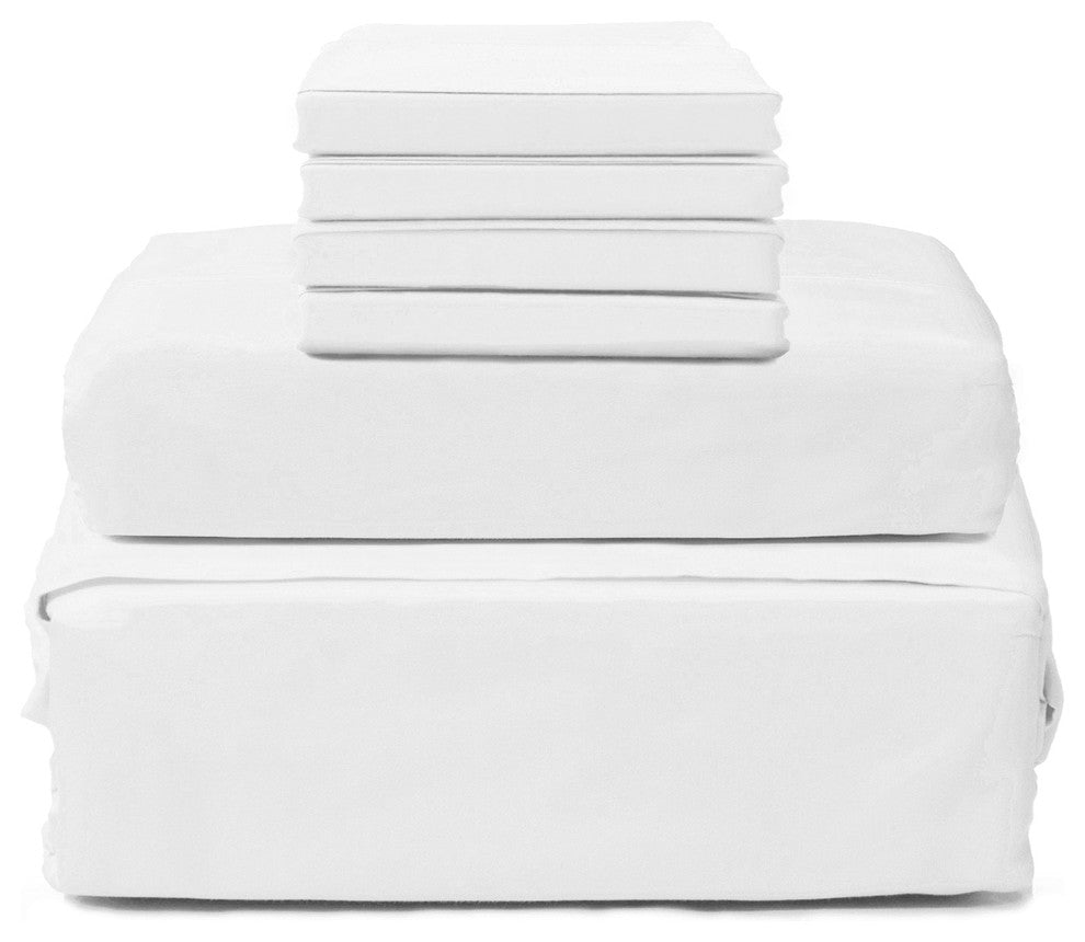 Elegance Collection 1800 6-Piece Sheet Set, White, Queen