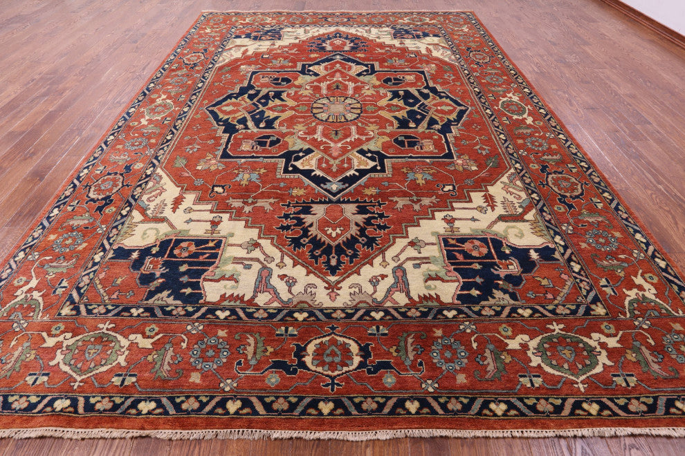 Heriz Serapi Hand Knotted Wool Rug 10' 1" X 14' 0" - Q16011