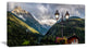 Lamp Posts in Mountain Panorama, Landscape Canvas Art Print, 32"x16"