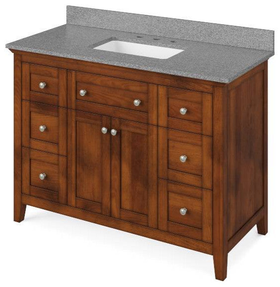 Chatham Traditional 48" Chocolate Single Sink Vanity, Steel Grey Cultured Marble