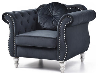 Hollywood Black Velvet Tufted Accent Chair