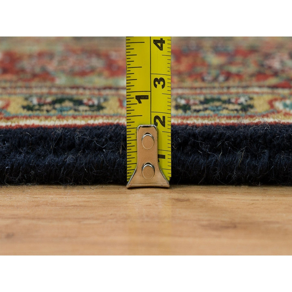 Grease Black Herrita Design 250 KPSI Wool Hand Knotted Oriental Rug, 4'1"x6'3"