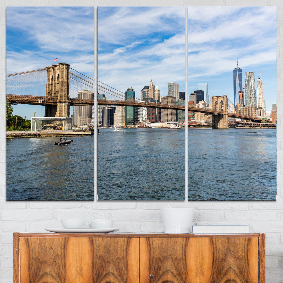 "Summer Day Brooklyn Bridge" Canvas Print, 3 Panels, 36"x28"