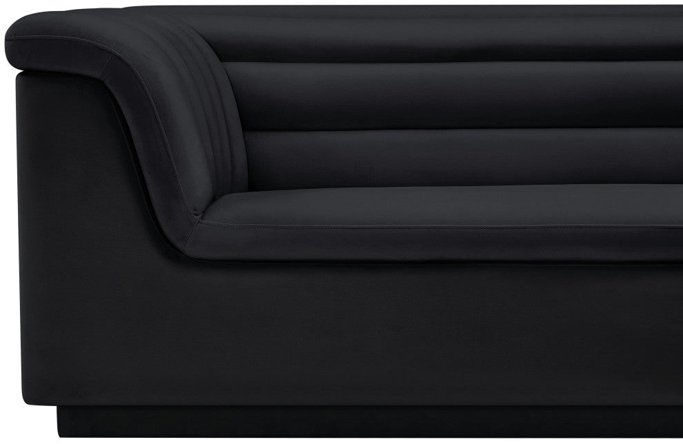 Cascade Upholstered Set, Black, Velvet, Sofa