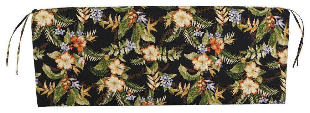 54"X19" Patterned Outdoor Spun Polyester Bench Cushion, Freeport Ebony