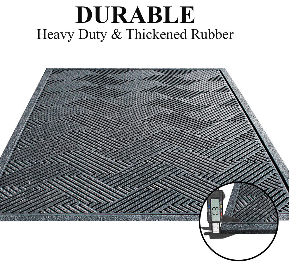 Natural Rubber Checkered 24"x36" Tapered Edge Scraper Doormat