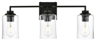 3 Light Black And Clear Bath Sconce