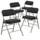 Set of 4 Folding Chair, Pin Dotted Fabric Upholstered Seat & Backrest, Black