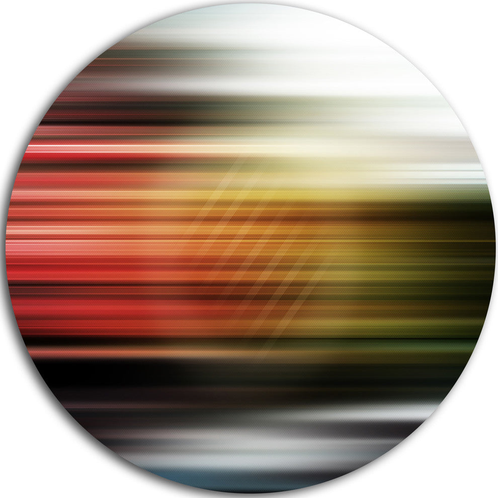 Horizontal Lights, Contemporary Art Round Wall Art, 23"