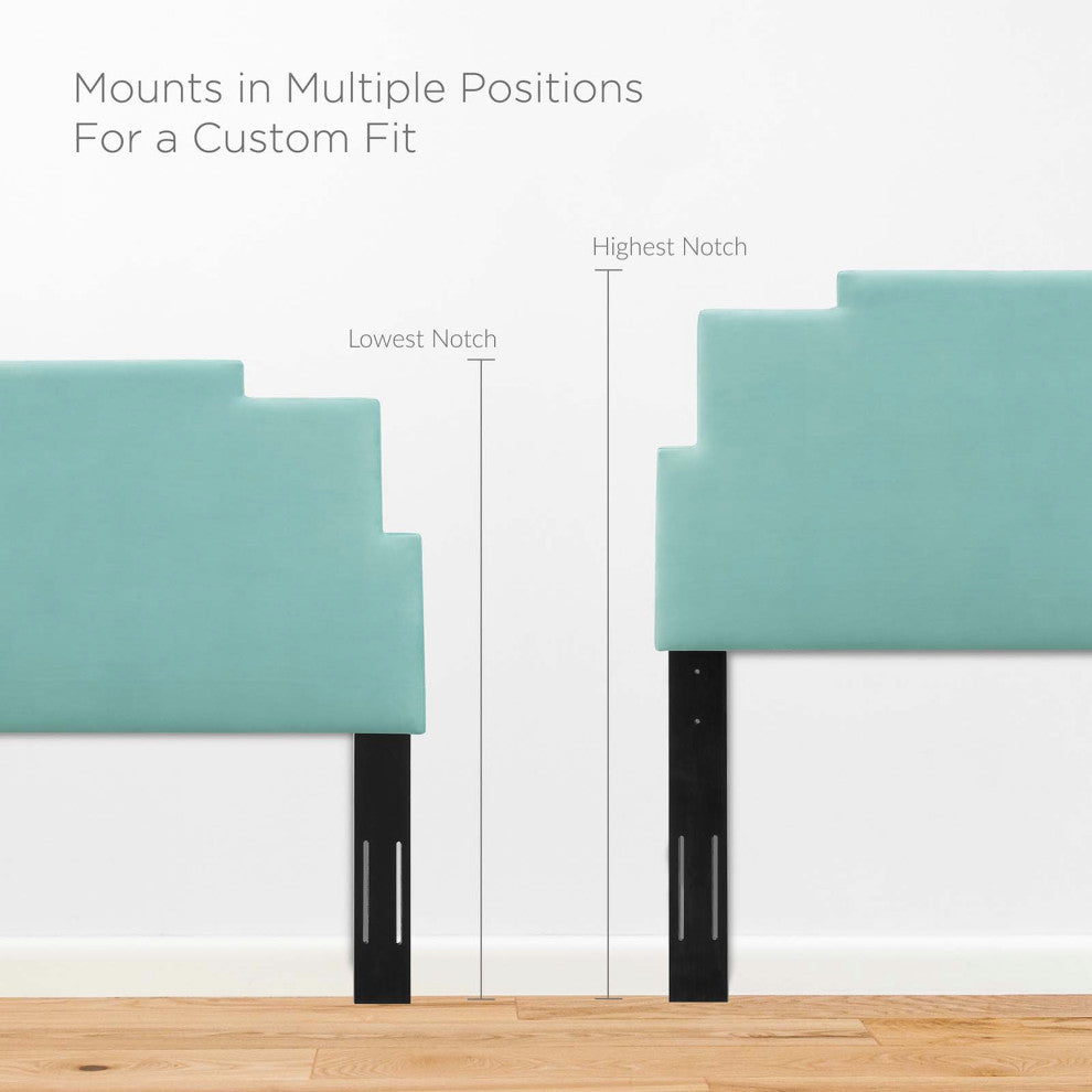 Headboard, Twin Size, Velvet, Blue, Modern Contemporary, Bedroom Master Suite