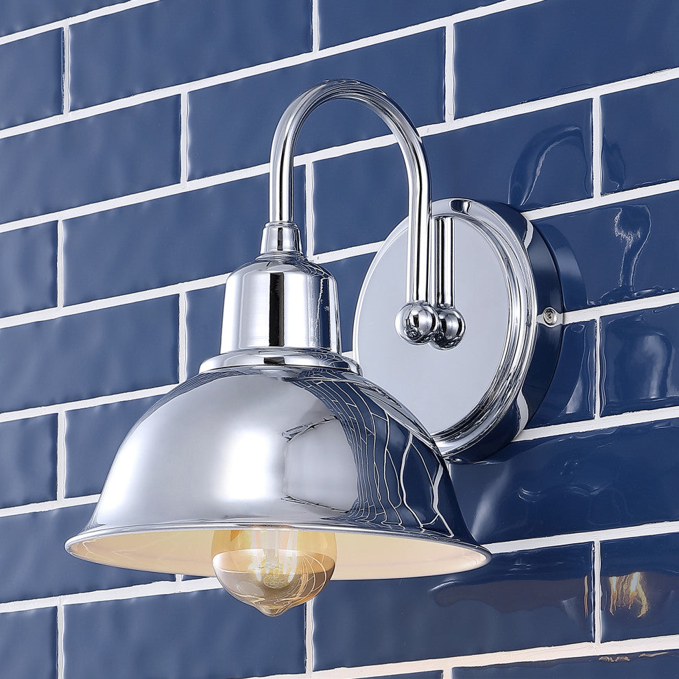 Frisco Farmhouse Industrial Iron LED Vanity, Chrome, Number of Heads: 1