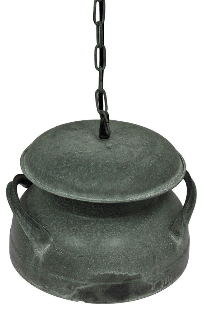 Milk Can Pendant, Weathered Zinc