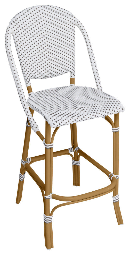 Sofie Outdoor Bar Stool - Almond Frame - White with Cappuccino Dots