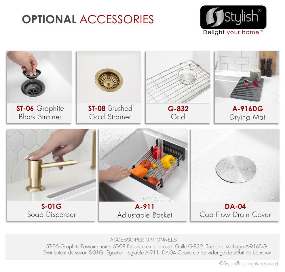 DualMount 32" Workstation SingleBowl White Granite Kitchen Sink
