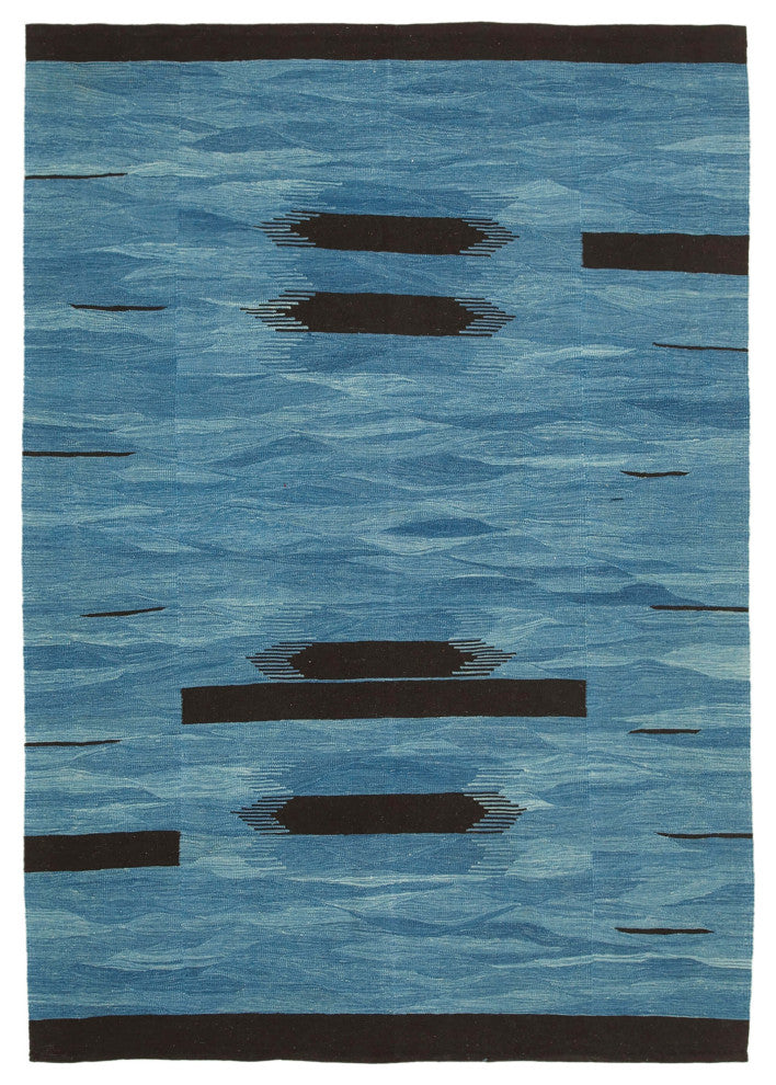 Rug N Carpet - Handmade Turkish 5' 11'' x 8' 4'' Modern Design Wool Kilim Rug