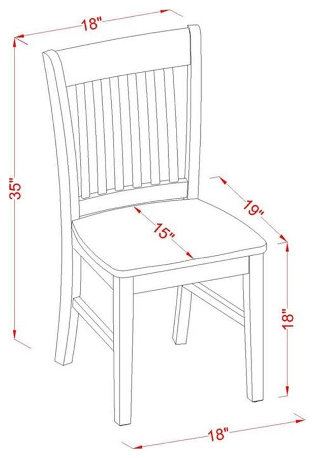 East West Furniture Norfol 11" Wood Dining Chairs in Black (Set of 2)