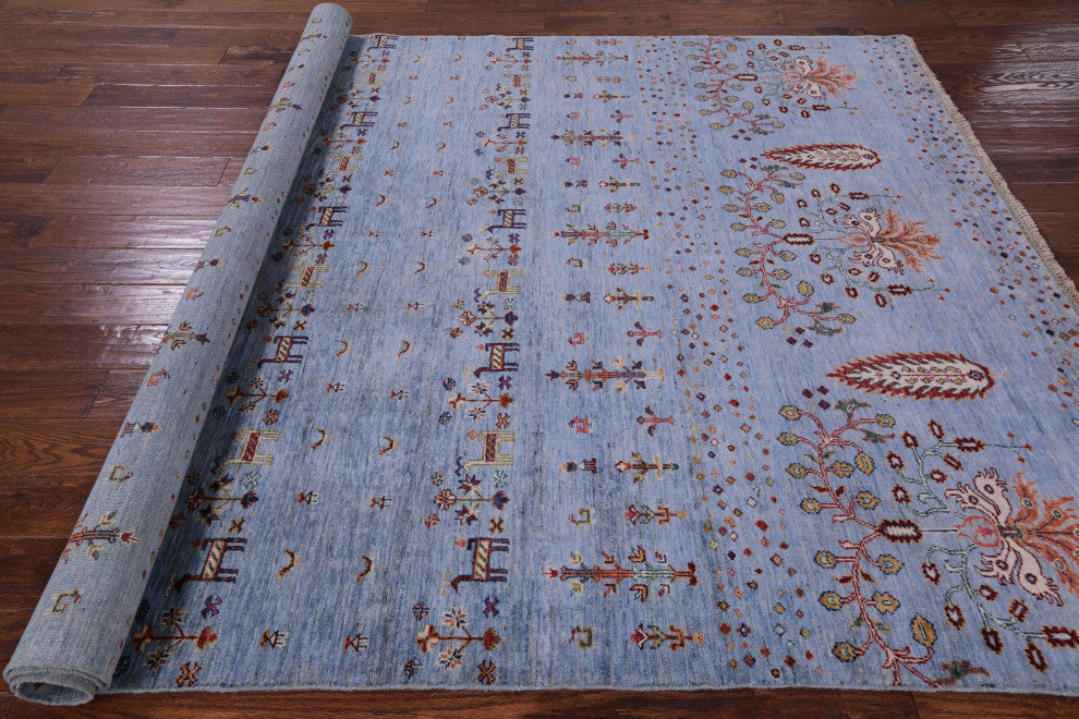 6' 11" X 9' 7" Handmade Tribal Persian Gabbeh Wool Rug Q7561