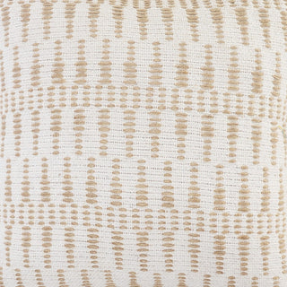 Ivory and Jute Geometric and Tasseled Throw Pillow