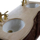 62" Double Sink Vanity Walnut Finish, Travertine Top