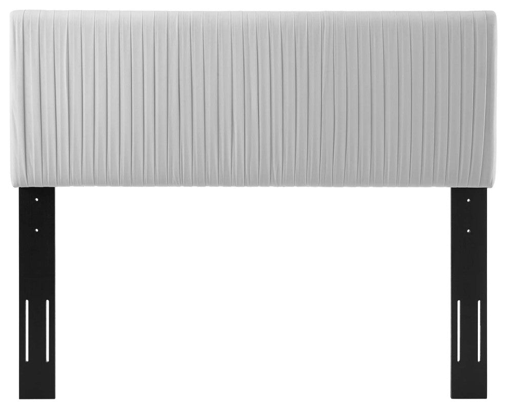 Tufted Headboard, King Size, Velvet, Light Gray, Modern Contemporary