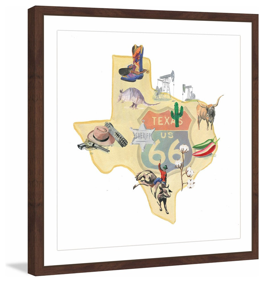 "It's All Texas 2" Framed Painting Print, 32x32