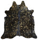 Brazilian Cowhide Rug Devore Metallic Gold on Black