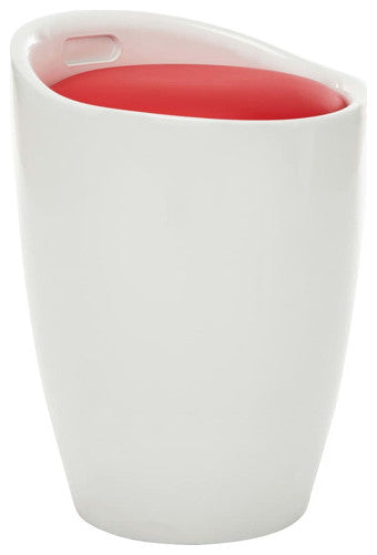 vidaXL Stool Ottoman Foot Rest Office Footstool White and Red Faux Leather