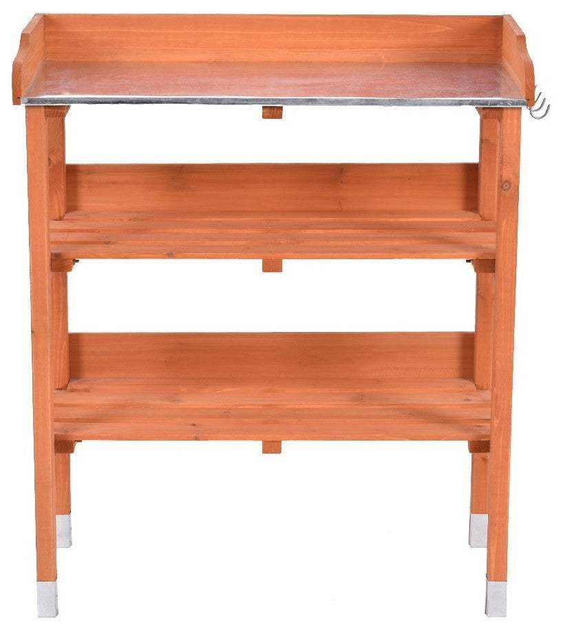 Modern Garden Wooden Potting Bench Work Station With Hook