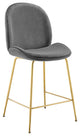 Velvet Counter Stool, Gold Luxe Glam Contemporary Modern Counter Stool, Grey