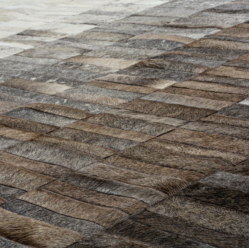 Cowhide Patchwork Rug, Adonis, Ombre Mink, 10'x14'
