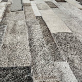 Cowhide Patchwork Rug, Kronos, Ashen, 5'x8'
