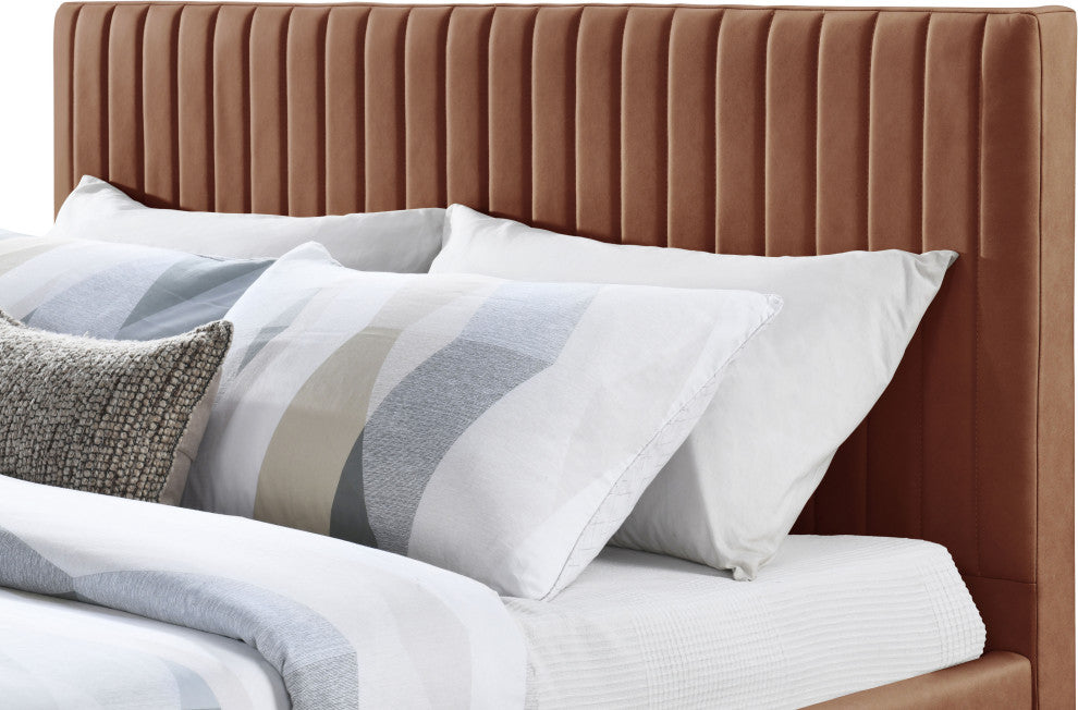 Gallo Vegan Leather Upholstered Bed, Cognac, King
