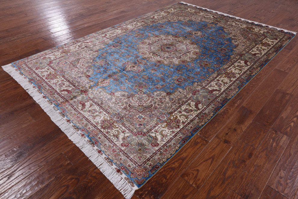 6' 0" X 9' 0'' Hand Knotted 100% Silk High End Persian Rug - Q4806