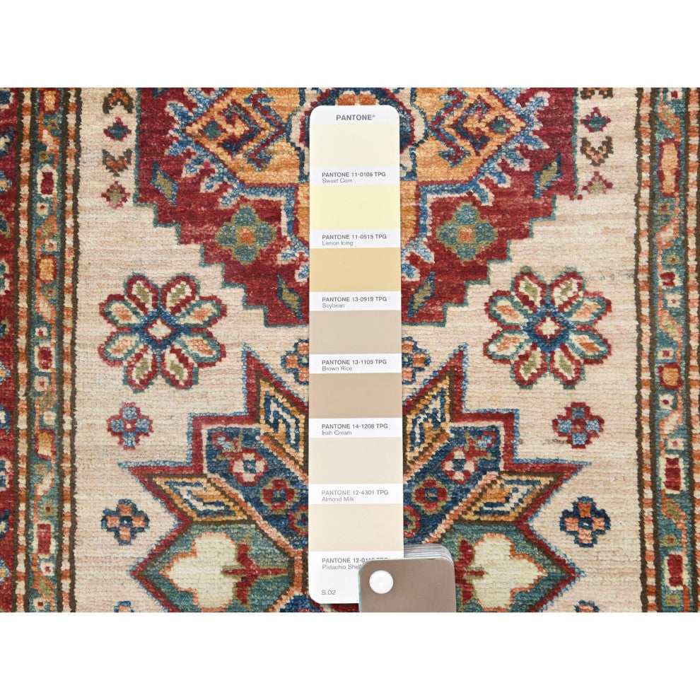 Ivory, Afghan Super Kazak, Soft Wool Hand Knotted, XL Runner Rug, 2'9"x35'8"
