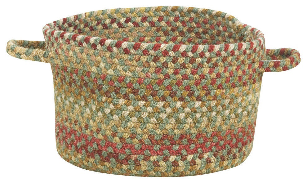 Manchester Braided Basket, Sage Red Hues, 20"x20"x12"