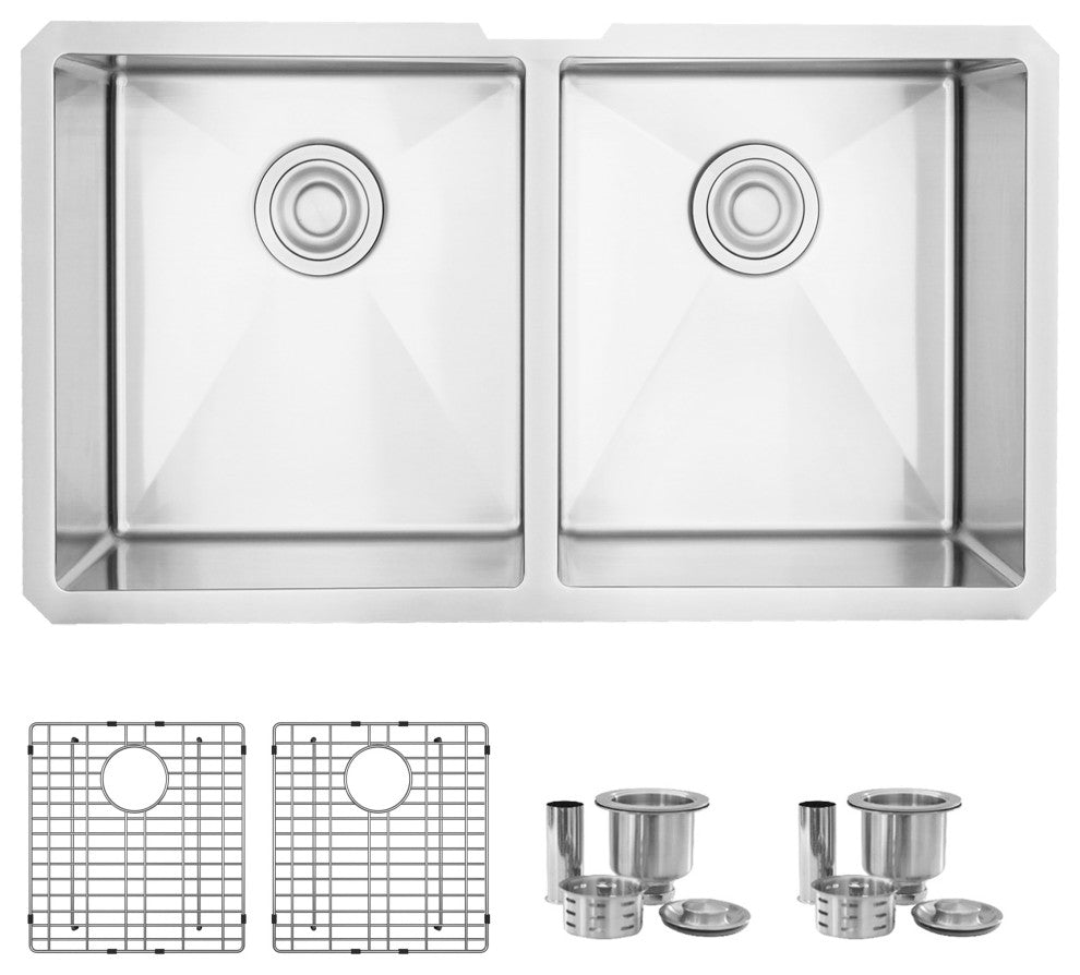 STYLISH 32"L x 18"W Stainless Steel Double Basin Undermount Kitchen Sink