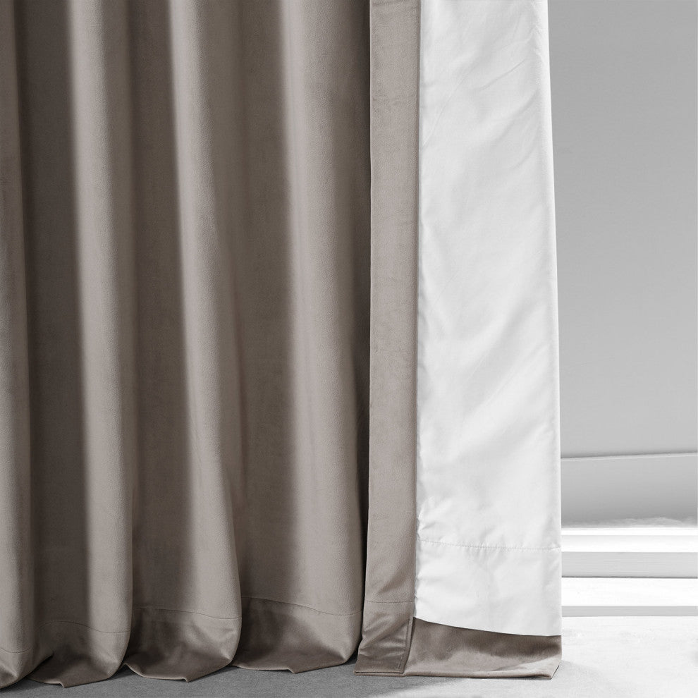 Signature Plush Velvet Blackout Curtain Single Panel, Library Taupe, 50"w X 108"l
