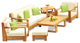 6-Piece Canberra Outdoor Teak Sofa Set With Sunbrella Cushions Shore Emerald