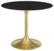 Dining Table, Round, Artificial Marble, Metal, Gold Black, Modern, Cafe Bistro