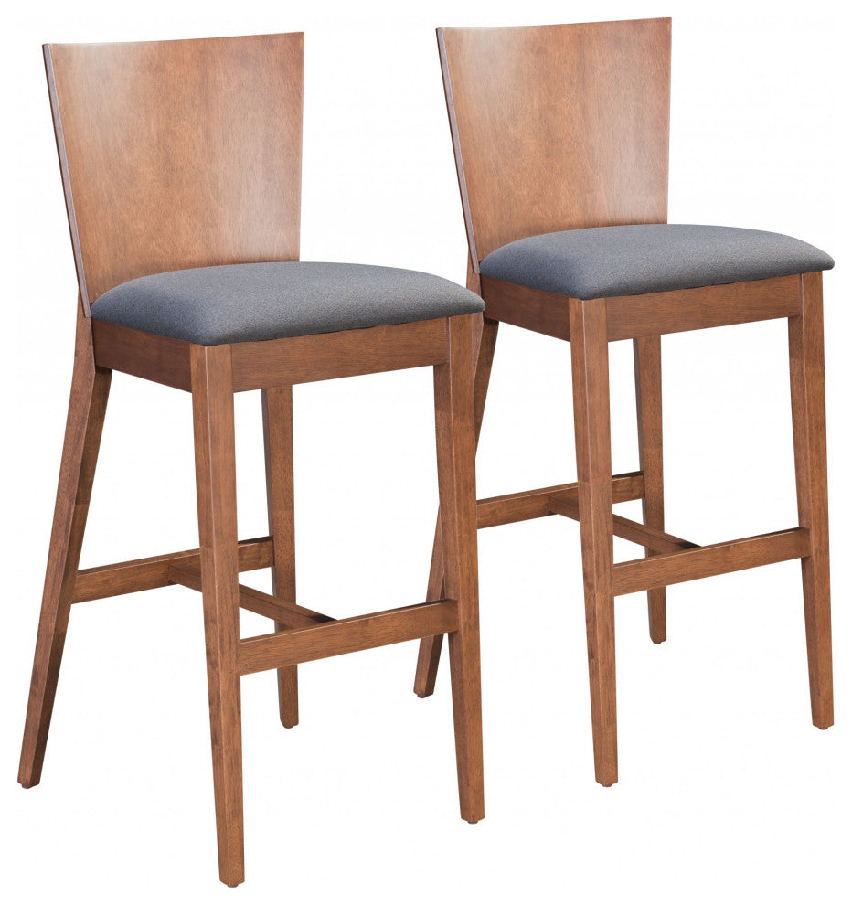 Ambrose Bar Chair, Set of 2 Walnut and Gray