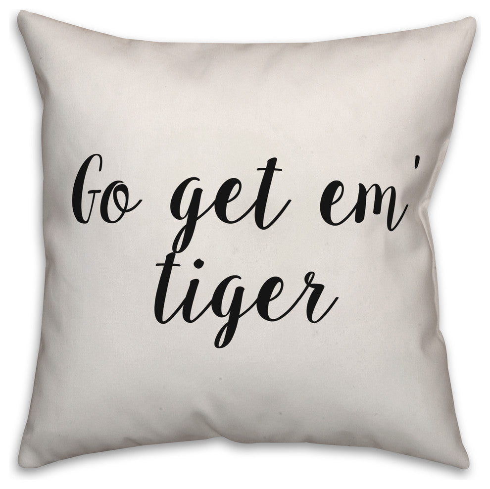 Go Get Em' Tiger, Throw Pillow Cover, 18"x18"