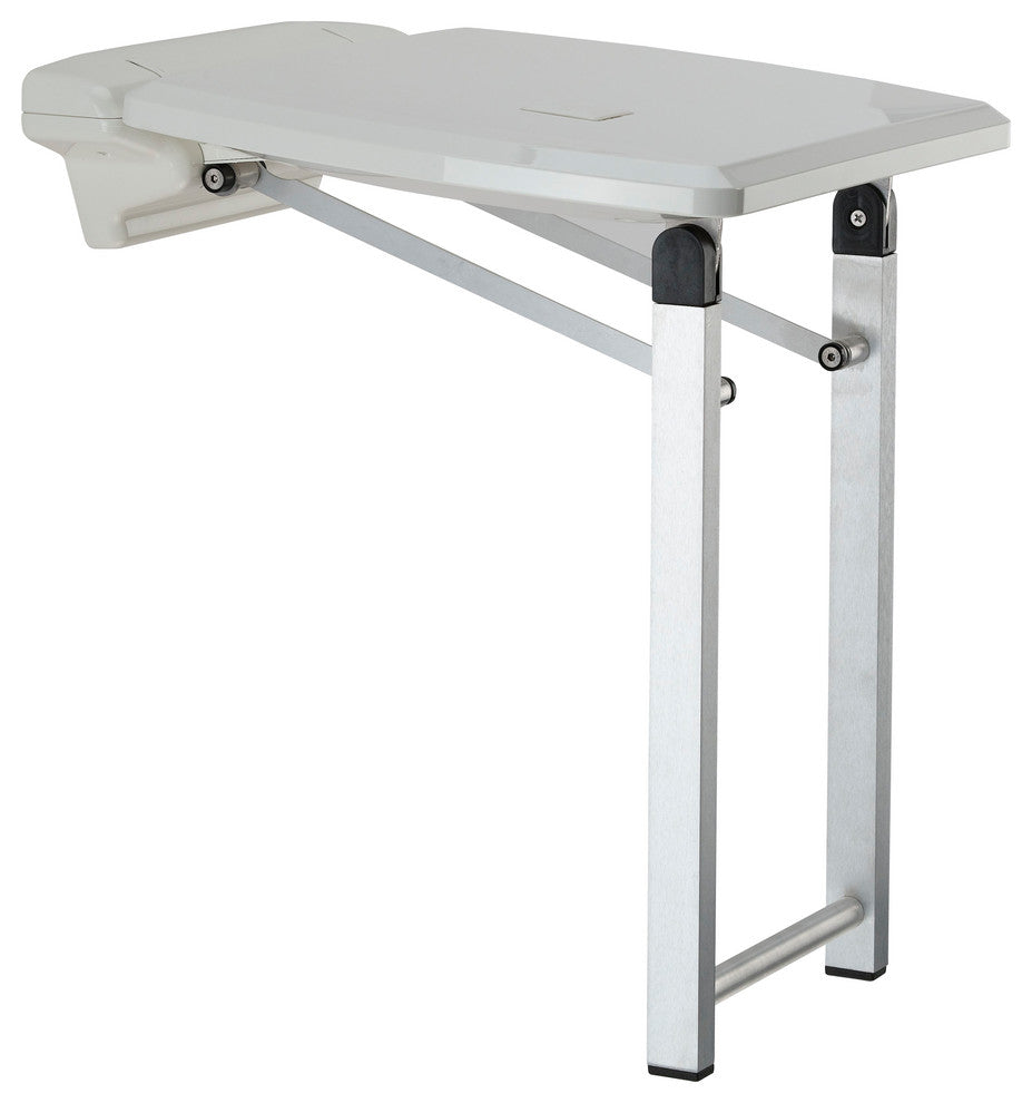 White Single Folding Shower Seat With Legs