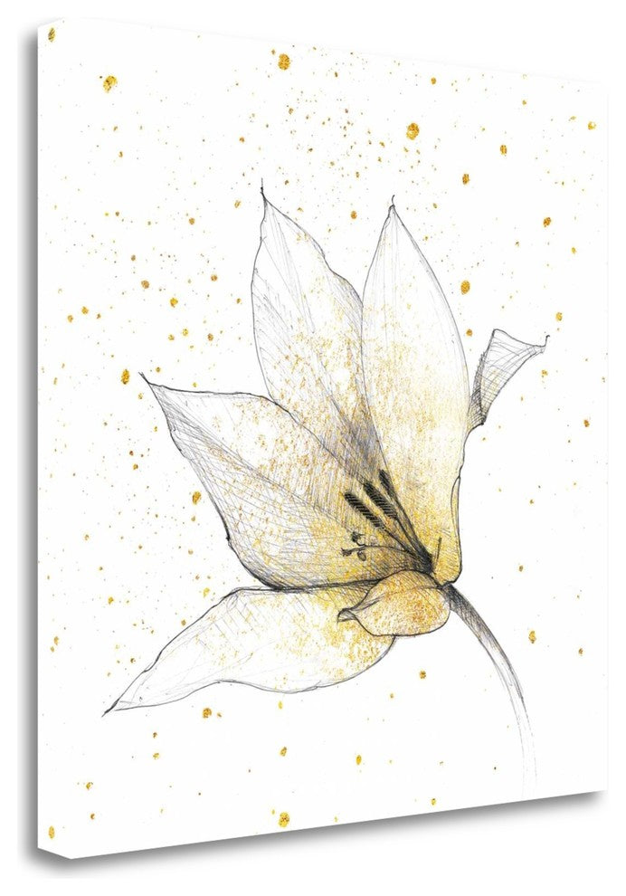 "Gilded Graphite Floral IX" By Avery Tillmon, Giclee on Gallery Wrap Canvas