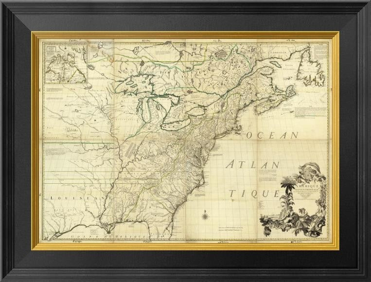 "Amerique Septentrionale, 1756" Framed Canvas Giclee by John Mitchell, 20x15"