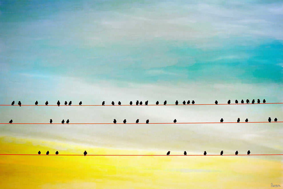 "Birds Hangin" Fine Art Canvas Print, 24"x16"