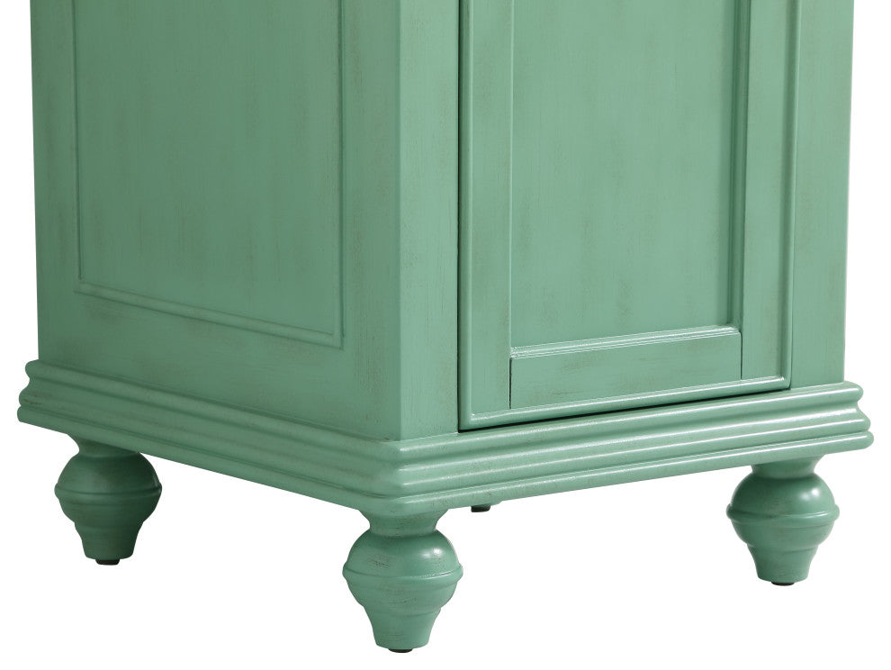 19" Single Bathroom Vanity, Vintage Mint With Ivory White Engineered Marble