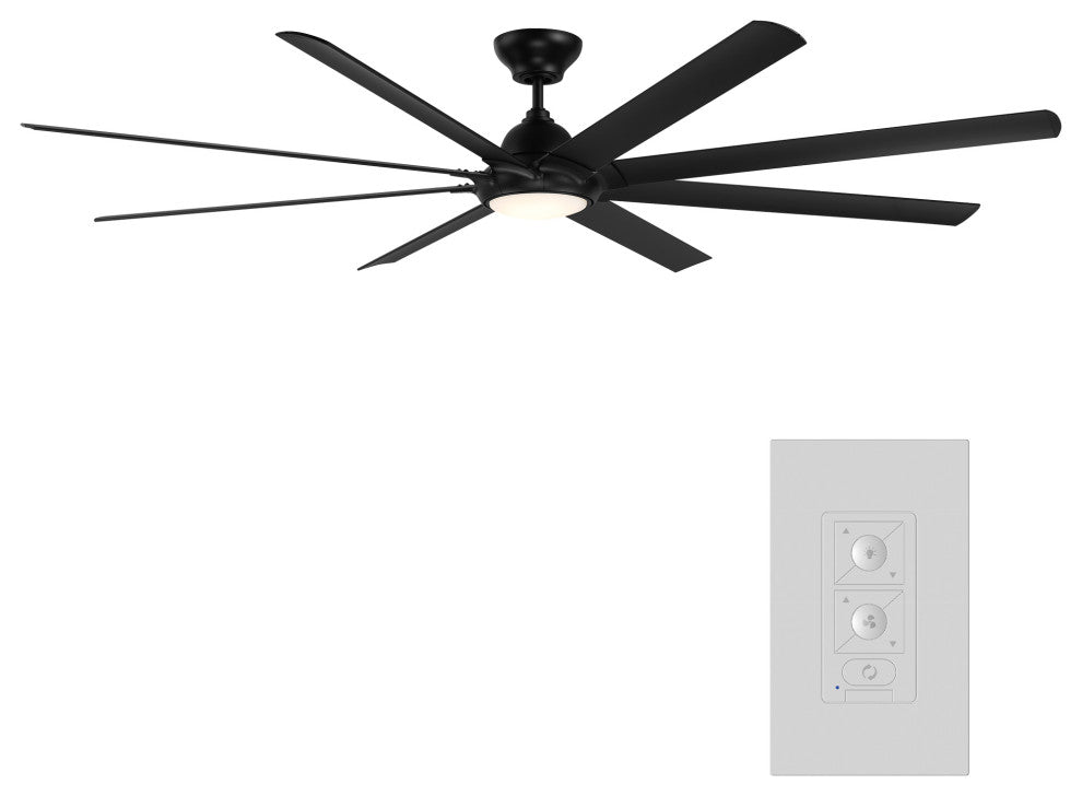 Hydra 96" Indoor/Outdoor 8-Blade Smart Ceiling Fan, Matte Black, 3000K Light Kit