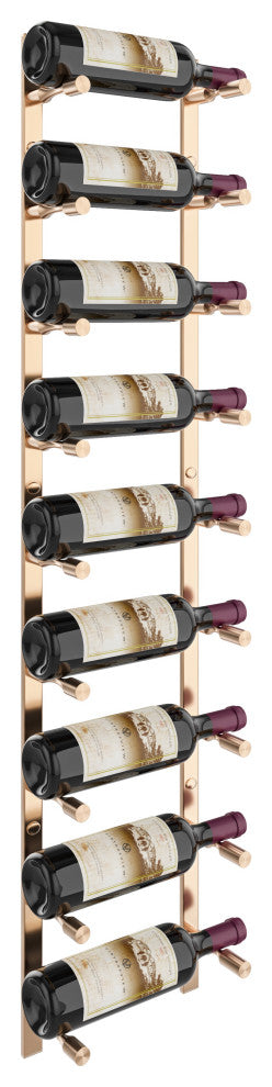 Vino Pins Flex 45 (wall mounted metal wine rack), Golden Bronze, 9 Bottlles