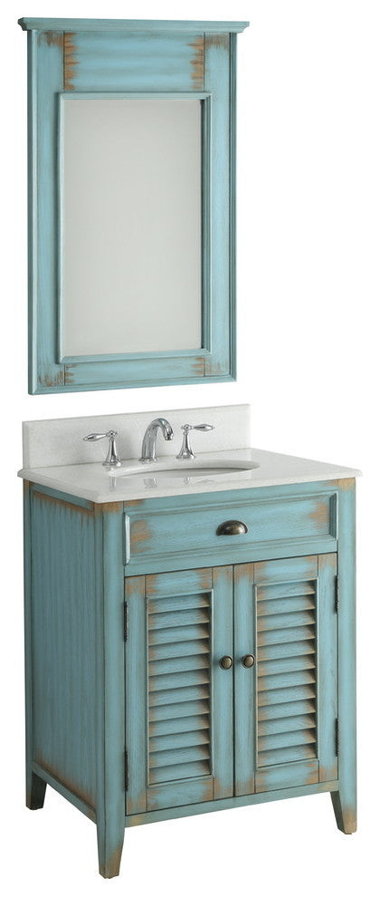 26" Cottage-Style Abbeville Bathroom Sink Vanity and Mirror