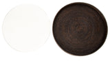 Artifacts Rattan™ Round Serving-Ottoman Tray with Glass Insert, Tudor Black, 19" Diameter